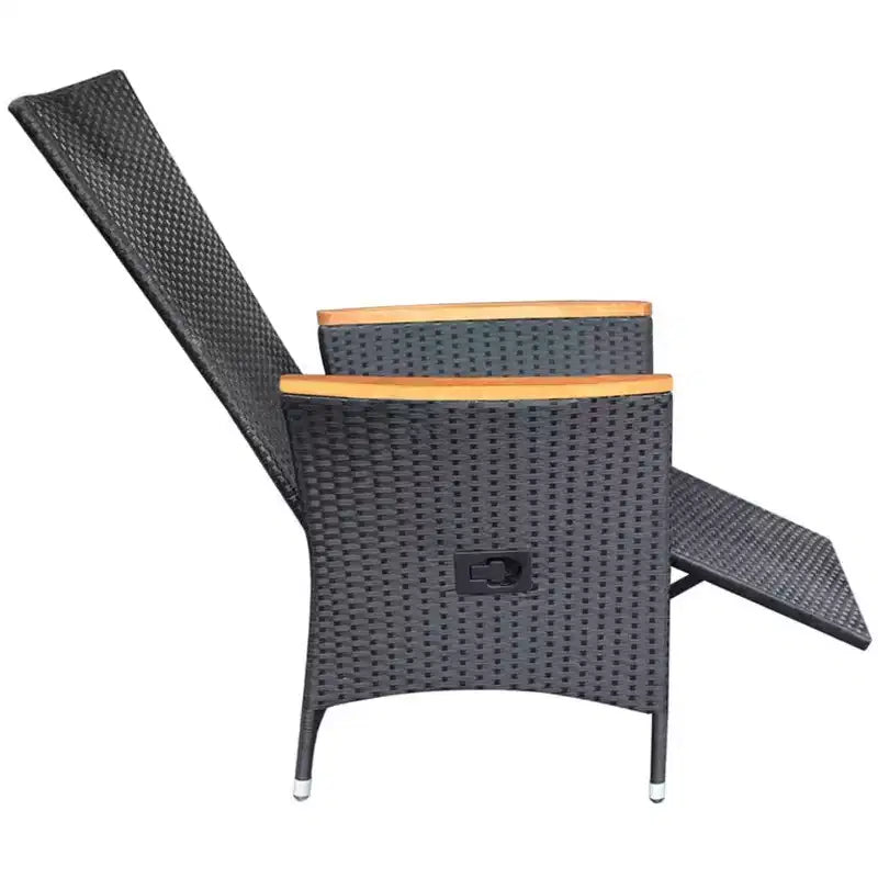 vidaXL Sedie da Giardino Reclinabili 2 pz con Cuscini - Polyrattan Resistente alle Intemperie, per Esterni, Nere con Cuscini Bianco Crema