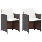 vidaXL Patio Chairs with Cushions 2 pcs Poly Rattan Brown