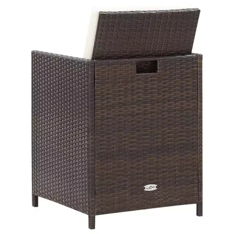 vidaXL Patio Chairs with Cushions 2 pcs Poly Rattan Brown