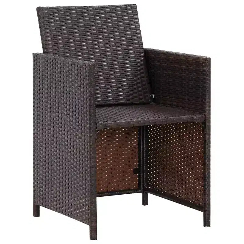 vidaXL Patio Chairs with Cushions 2 pcs Poly Rattan Brown