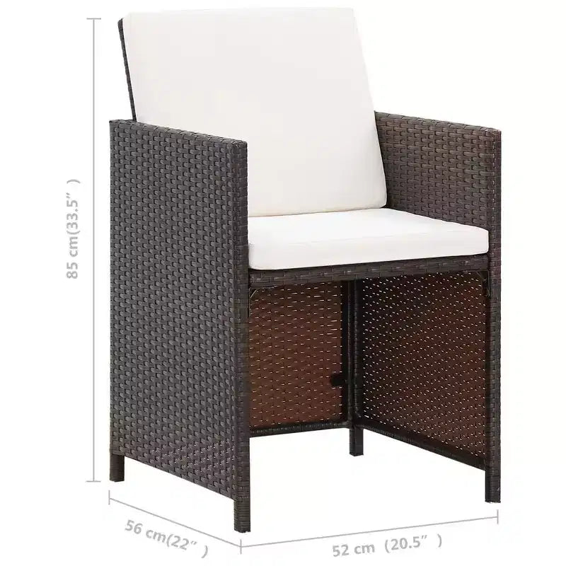 vidaXL Patio Chairs with Cushions 2 pcs Poly Rattan Brown