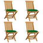 vidaXL Set di 4 sedie da giardino in teak con cuscini verdi, resistenti alle intemperie, leggere, pieghevoli e facili da pulire. Perfette per l'esterno
