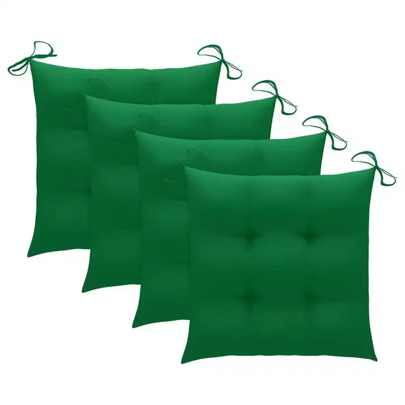 vidaXL Set di 4 sedie da giardino in teak con cuscini verdi, resistenti alle intemperie, leggere, pieghevoli e facili da pulire. Perfette per l'esterno