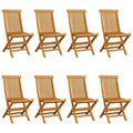 vidaXL Teak Patio Chairs Set with Cream White Cushions, 8 pcs, Weatherproof Outdoor Furniture, Elegant Design, and Store, Lightweight and Durable