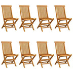 vidaXL Teak Patio Chairs Set with Cream White Cushions, 8 pcs, Weatherproof Outdoor Furniture, Elegant Design, and Store, Lightweight and Durable