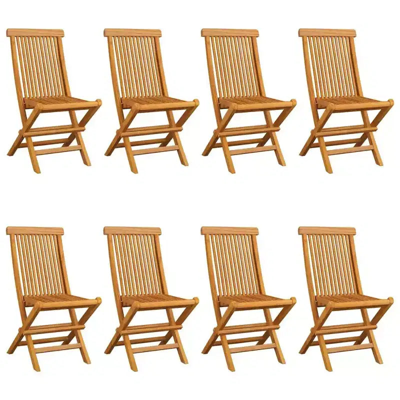 vidaXL Teak Patio Chairs Set with Cream White Cushions, 8 pcs, Weatherproof Outdoor Furniture, Elegant Design, and Store, Lightweight and Durable