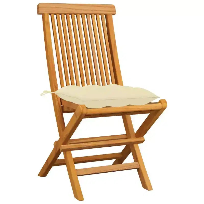 vidaXL Sedie da esterno in teak con cuscini bianco crema, 8 pz, mobili da giardino resistenti alle intemperie, design elegante, facili da riporre, leggere e resistenti