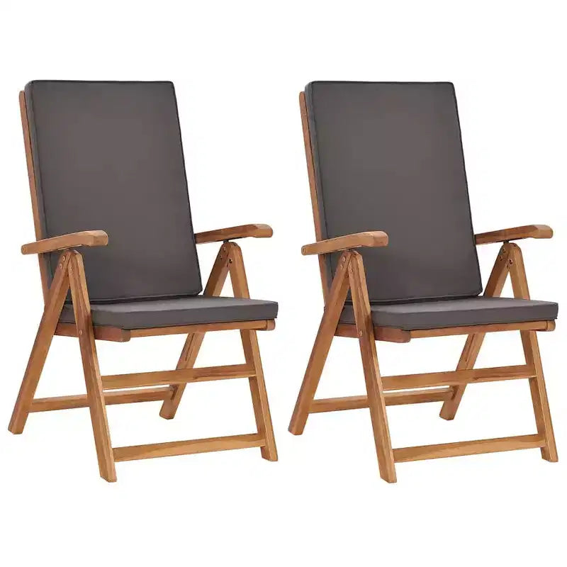 vidaXL Sedie da Giardino Reclinabili in Solido Legno di Teak con Cuscini - Lussuose, Schienali Regolabili, Facili da Piegare e Riporre, Ideali per Uso Esterno