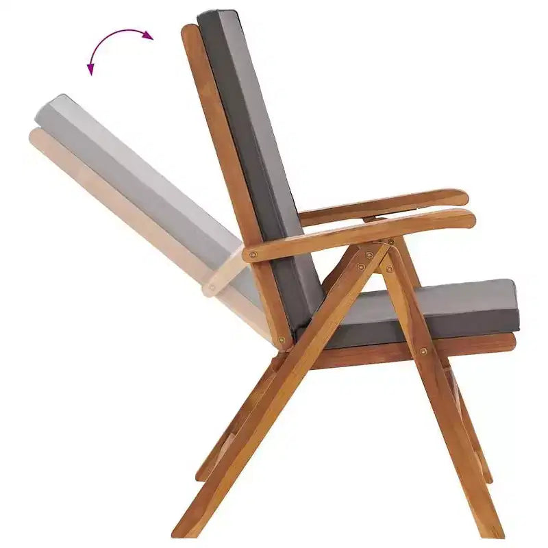 vidaXL Sedie da Giardino Reclinabili in Solido Legno di Teak con Cuscini - Lussuose, Schienali Regolabili, Facili da Piegare e Riporre, Ideali per Uso Esterno
