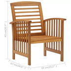 vidaXL Patio Chairs 2 Pcs Patio Dining Chair with Armrest Solid Wood Acacia - 2