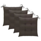 vidaXL Wooden Folding Patio Chairs, Solid Teak Hardwood, Complete Set of 4, w/ Taupe Seat Cushions, Lightweight, Portable, Easy Clean, Comfortable