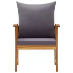 vidaXL Patio Chairs 2 Pcs Patio Dining Chair with Armrest Solid Wood Acacia - Brown and Dark Gray
