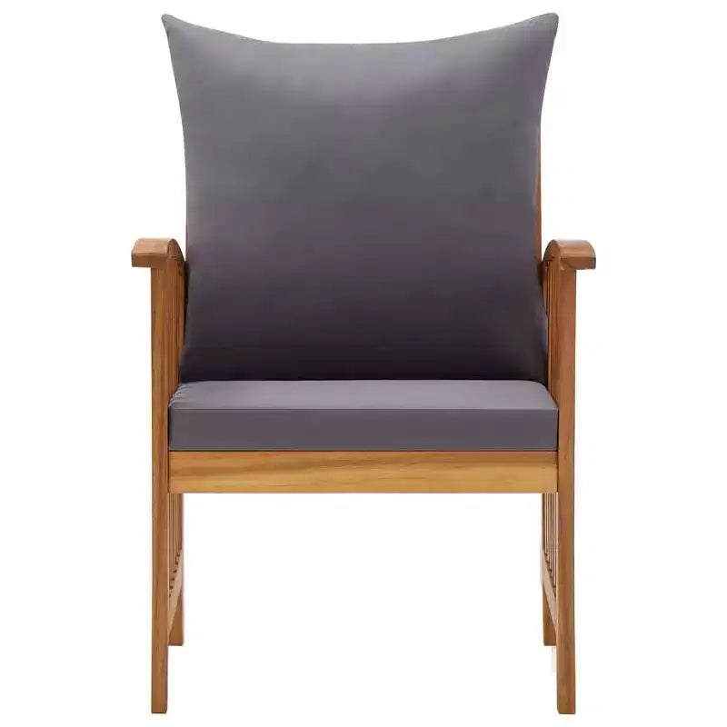 vidaXL Patio Chairs 2 Pcs Patio Dining Chair with Armrest Solid Wood Acacia - Brown and Dark Gray