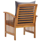 vidaXL Patio Chairs 2 Pcs Patio Dining Chair with Armrest Solid Wood Acacia - Brown and Dark Gray