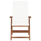 vidaXL Reclining Chair Set, Teak, Cream Cushioned, 5-Position Adjustable Backrest, Foldable for Space Saving, Weatherproof, Balcony, Poolside