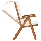 vidaXL Reclining Chair Set, Teak, Cream Cushioned, 5-Position Adjustable Backrest, Foldable for Space Saving, Weatherproof, Balcony, Poolside