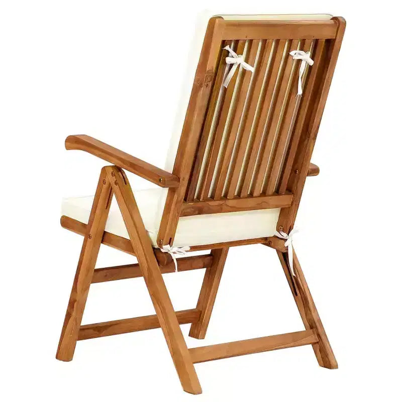 vidaXL Reclining Chair Set, Teak, Cream Cushioned, 5-Position Adjustable Backrest, Foldable for Space Saving, Weatherproof, Balcony, Poolside