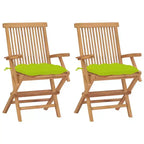 vidaXL Sedie da giardino in legno massello di teak con cuscini verde brillante - Soluzione di seduta da esterno resistente alle intemperie con design pieghevole per un facile stoccaggio