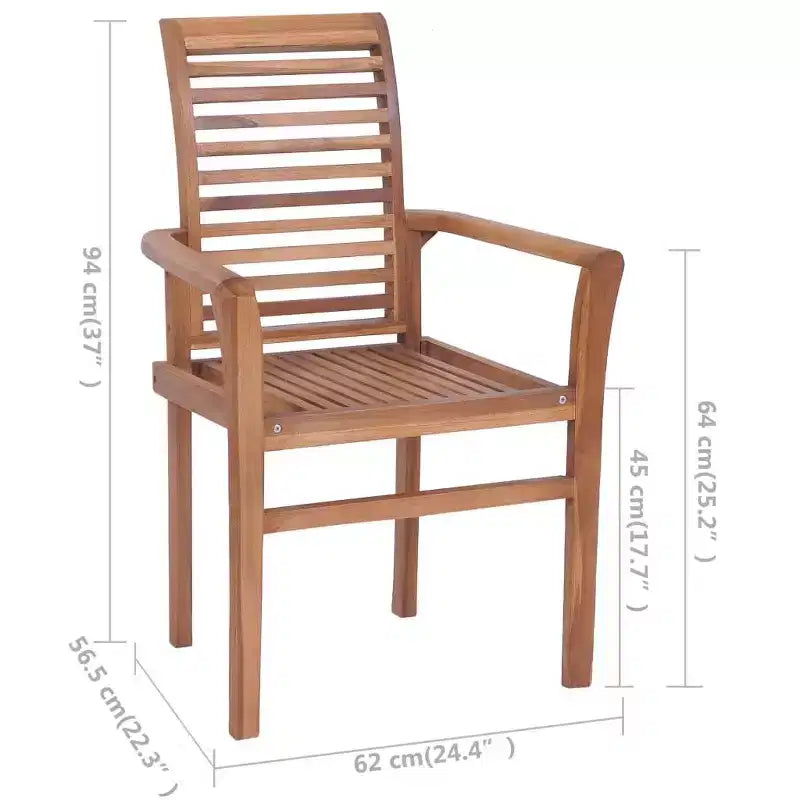 vidaXL Solid Teak Wood Dining Chairs - Garden/Patio Furniture - Stackable Design with Comfortable Bright Green Cushions