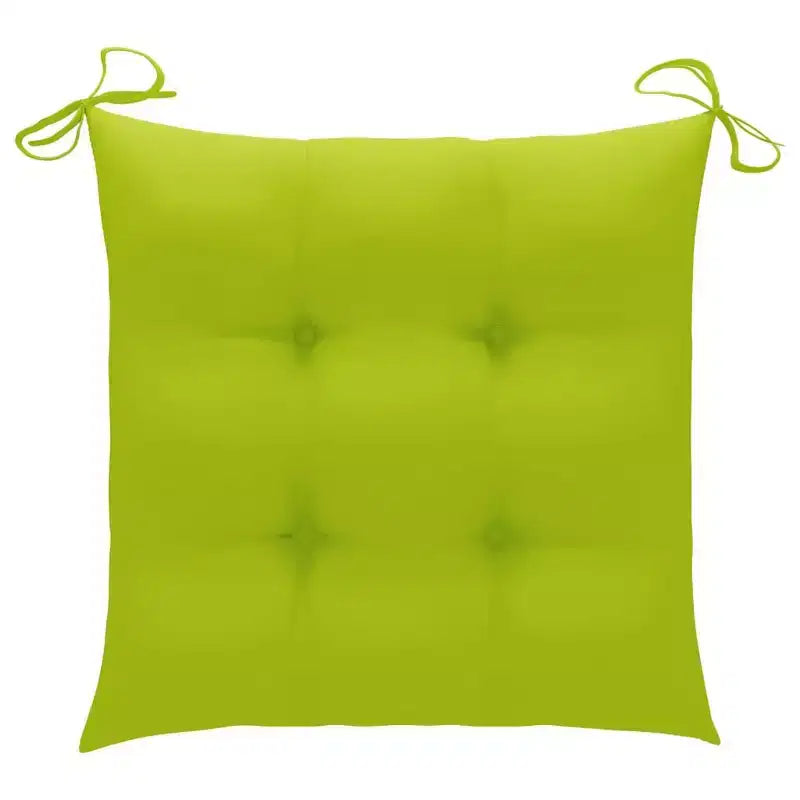 vidaXL Solid Teak Wood Dining Chairs - Garden/Patio Furniture - Stackable Design with Comfortable Bright Green Cushions