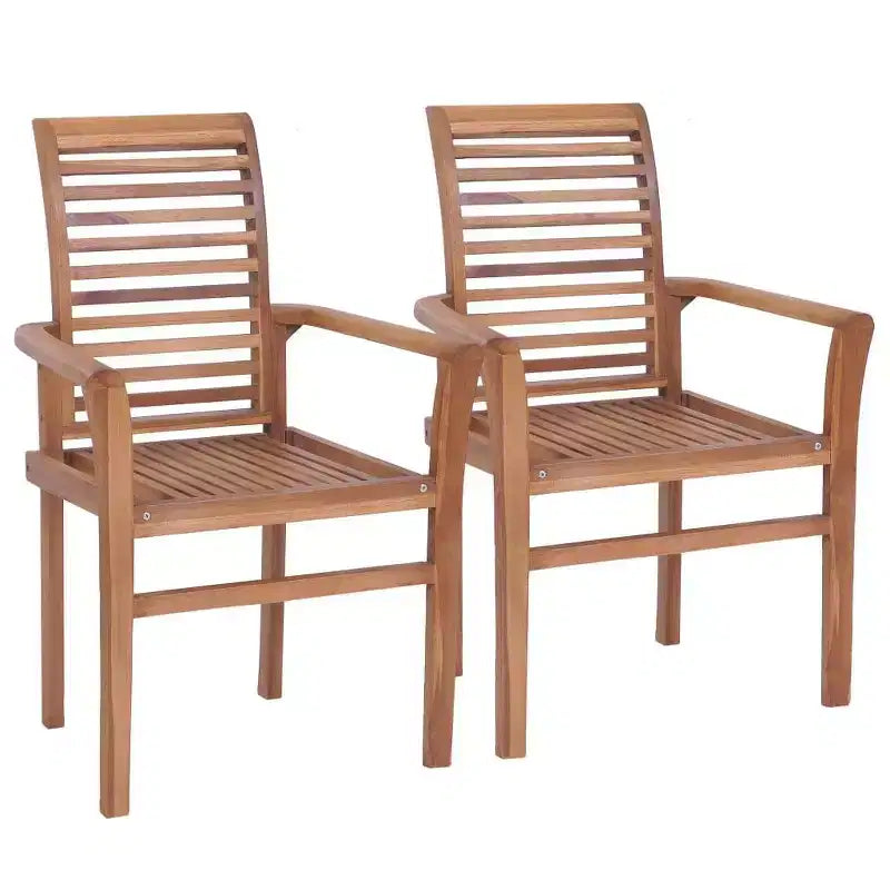 vidaXL Solid Teak Wood Dining Chairs - Garden/Patio Furniture - Stackable Design with Comfortable Bright Green Cushions