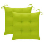 vidaXL Solid Teak Wood Dining Chairs - Garden/Patio Furniture - Stackable Design with Comfortable Bright Green Cushions