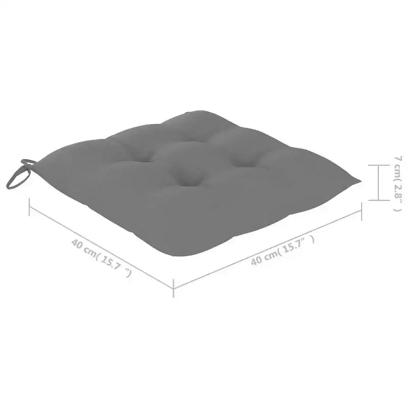 vidaXL Sedie da Giardino 2 pz con Cuscini Grigi - Legno Massello di Teak - Design Ergonomico per Giardino, Patio, Sala da Pranzo - 24.4x22.2x37