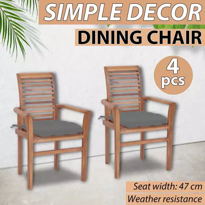 vidaXL Sedie da Giardino 2 pz con Cuscini Grigi - Legno Massello di Teak - Design Ergonomico per Giardino, Patio, Sala da Pranzo - 24.4x22.2x37