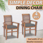 vidaXL Sedie da Giardino 2 pz con Cuscini Grigi - Legno Massello di Teak - Design Ergonomico per Giardino, Patio, Sala da Pranzo - 24.4x22.2x37
