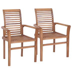 vidaXL Sedie da Giardino 2 pz con Cuscini Grigi - Legno Massello di Teak - Design Ergonomico per Giardino, Patio, Sala da Pranzo - 24.4x22.2x37