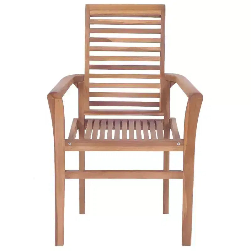 vidaXL Solid Teak Wood Dining Chairs - Set of 4 with Gray Cushions, Comfortable Design, Ideal for Patio, Garden or Dining Room, Stackable for Storage