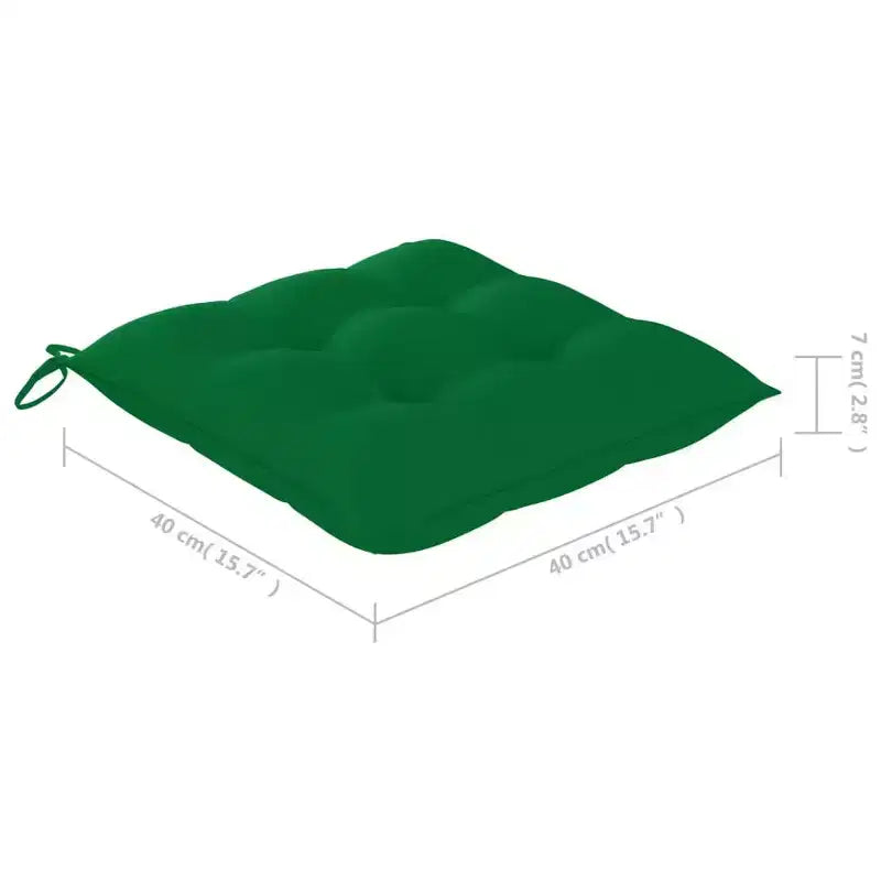 vidaXL - Teak Wood Patio Chairs/Outdoor Garden Lounge Seats with Green Cushions/Foldable and Easy to Store