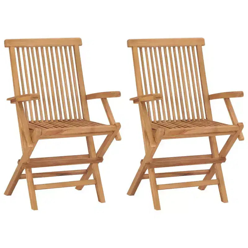 vidaXL - Teak Wood Patio Chairs/Outdoor Garden Lounge Seats with Green Cushions/Foldable and Easy to Store