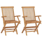 vidaXL - Teak Wood Patio Chairs/Outdoor Garden Lounge Seats with Green Cushions/Foldable and Easy to Store