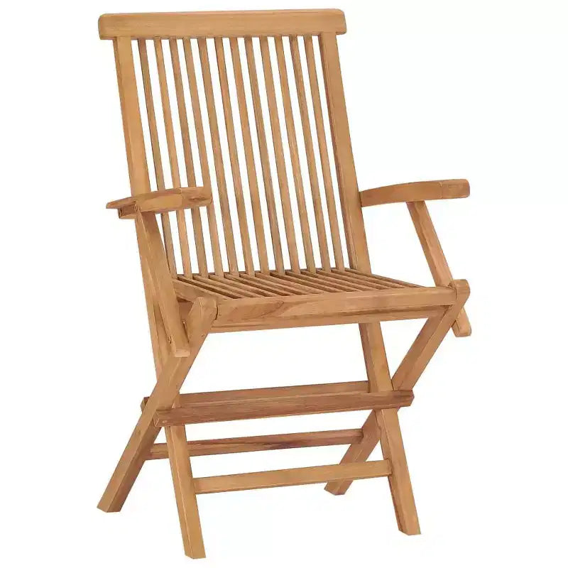 vidaXL - Teak Wood Patio Chairs/Outdoor Garden Lounge Seats with Green Cushions/Foldable and Easy to Store