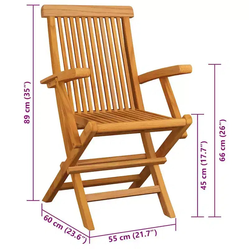 vidaXL 2X Solid Acacia Wood Patio Chairs with Taupe Cushions - Foldable Garden, Terrace and Patio Seating