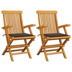 vidaXL 2X Solid Acacia Wood Patio Chairs with Taupe Cushions - Foldable Garden, Terrace and Patio Seating