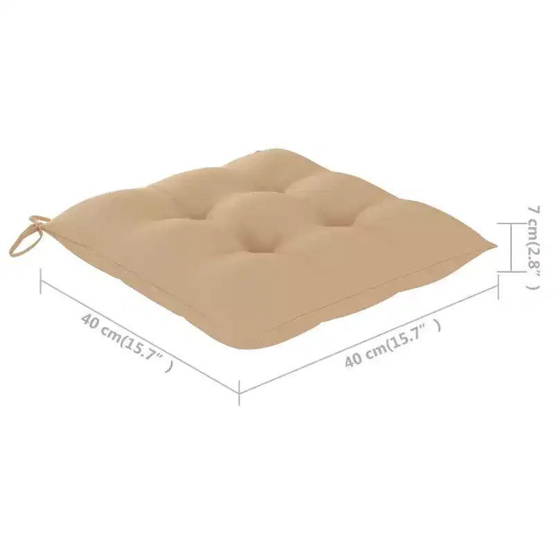 vidaXL Sedie da Pranzo, 4 pz, Impilabili, con Cuscini Beige, per Interni ed Esterni, in Teak, con Finitura a Base d'Acqua Levigata Fine