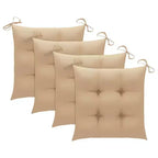 vidaXL Sedie da Pranzo, 4 pz, Impilabili, con Cuscini Beige, per Interni ed Esterni, in Teak, con Finitura a Base d'Acqua Levigata Fine