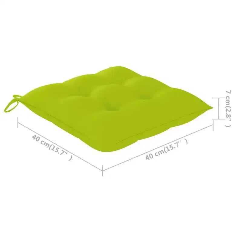 vidaXL Sedie da pranzo da esterno in legno massello di teak con cuscini verde brillante - 4 pz, impilabili, sedute per interno/esterno - ergonomiche e impermeabili