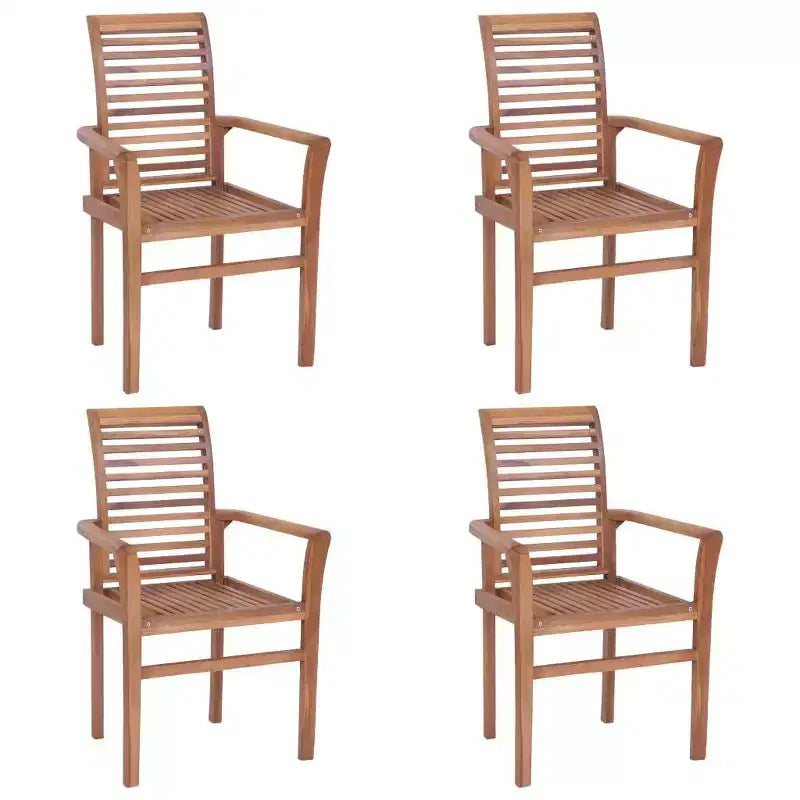 vidaXL Sedie da pranzo da esterno in legno massello di teak con cuscini verde brillante - 4 pz, impilabili, sedute per interno/esterno - ergonomiche e impermeabili