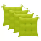 vidaXL Sedie da pranzo da esterno in legno massello di teak con cuscini verde brillante - 4 pz, impilabili, sedute per interno/esterno - ergonomiche e impermeabili