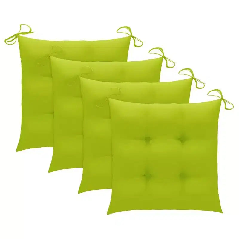 vidaXL Sedie da pranzo da esterno in legno massello di teak con cuscini verde brillante - 4 pz, impilabili, sedute per interno/esterno - ergonomiche e impermeabili