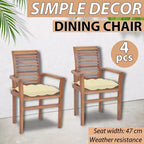vidaXL Stackable Dining Chairs Set with Cream White Cushions Made from Fine Sanded Solid Teak Hardwood, Easy Storage and, Patio or Dining Room