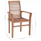 vidaXL Sedie da pranzo impilabili con cuscini in legno massello di teak - Set da 2 - Design ergonomico per giardino o patio