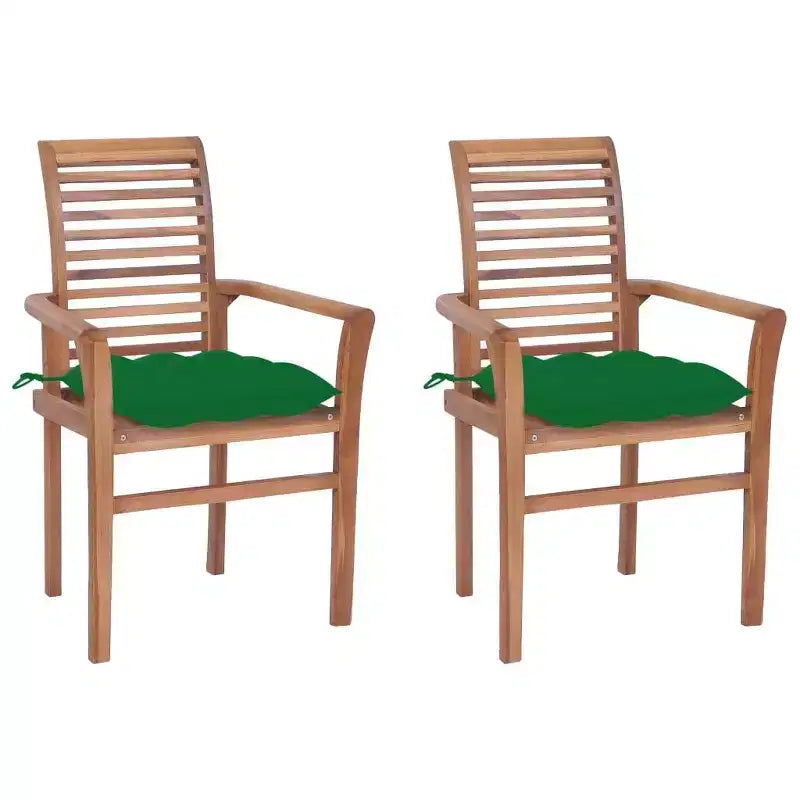 vidaXL Sedie da pranzo impilabili con cuscini in legno massello di teak - Set da 2 - Design ergonomico per giardino o patio