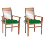 vidaXL Sedie da pranzo impilabili con cuscini in legno massello di teak - Set da 2 - Design ergonomico per giardino o patio