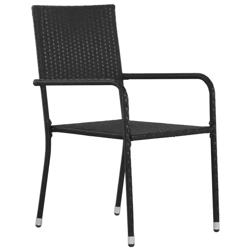 vidaXL Garden Dining Chair Set of 6 Black PE Rattan, Steel Standard - Black 6