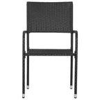 vidaXL Garden Dining Chair Set of 6 Black PE Rattan, Steel Standard - Black 6