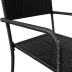 vidaXL Garden Dining Chair Set of 6 Black PE Rattan, Steel Standard - Black 6